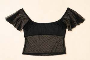 COLLUSION Y2K Fairy Grunge Sheer Mesh Off Shoulder Dot Top US 14